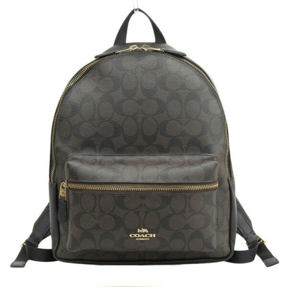 COACH signature rucksack backpack F32200 black brown PVC - Picture 1 of 8